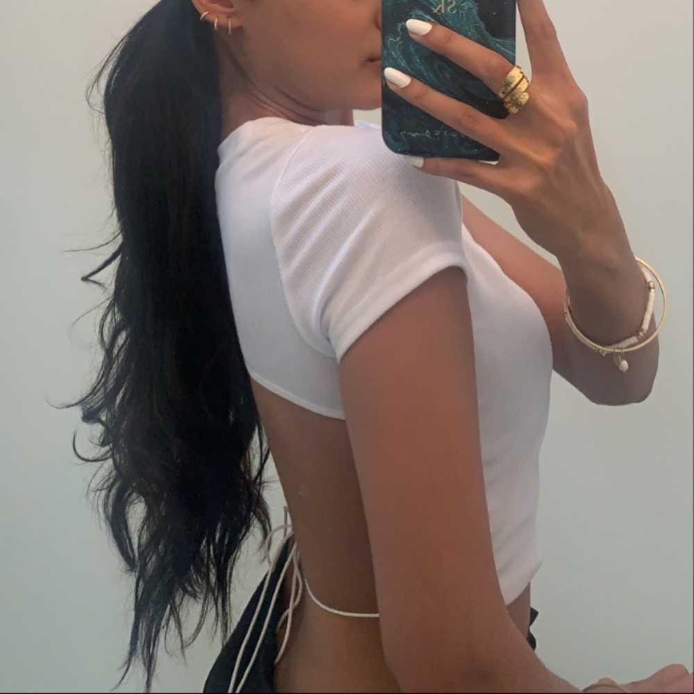 White Tie Back Cropped Top